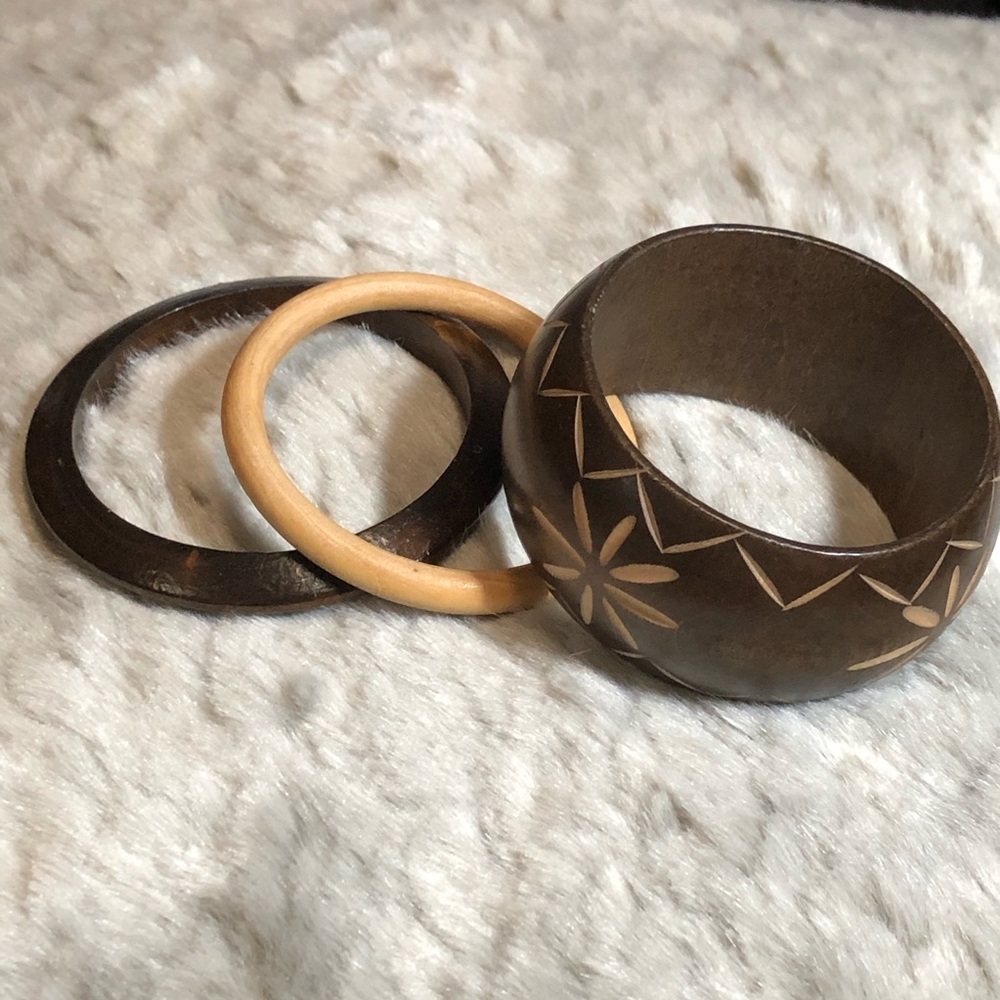 Bohemian Wooden Stackable Bangle Set
